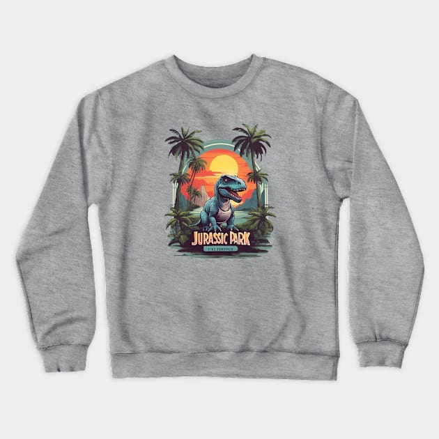 Retro Design Jurassic Park Crewneck Sweatshirt by huefinder